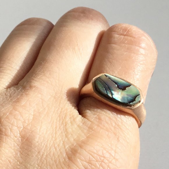 Kendra Scott Mel Cocktail Abalone Shell Rose Gold Ring Size 6.75 As Is - Picture 1 of 8